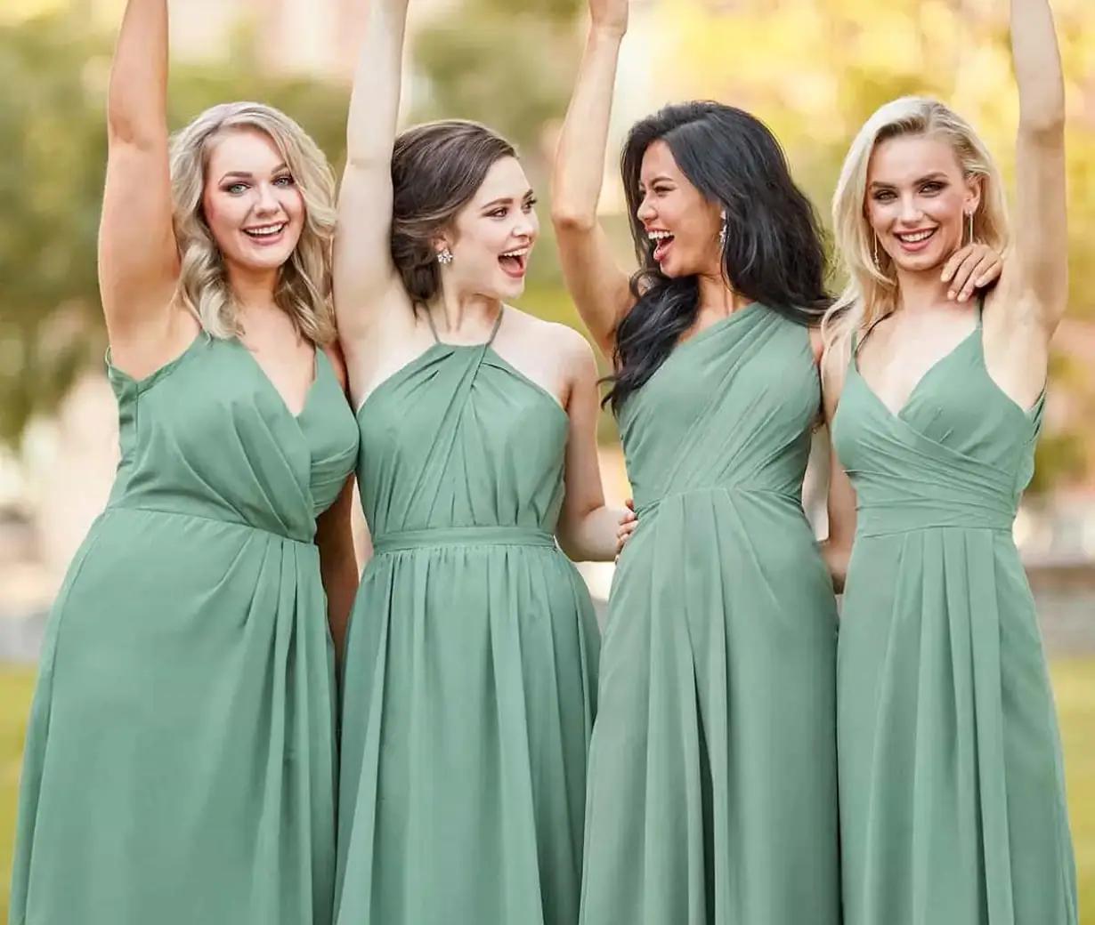 Photo of bridesmaids green dresses