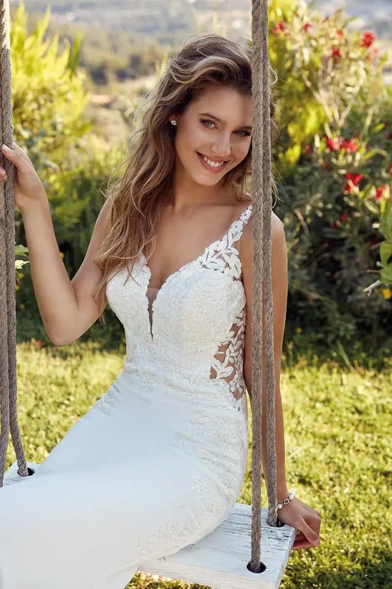Photo of model wearing a Maggie Sottero wedding gown